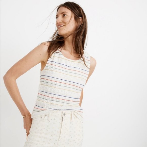 Madewell Tops - Madewell Rainbow Stitch Smocked Tank